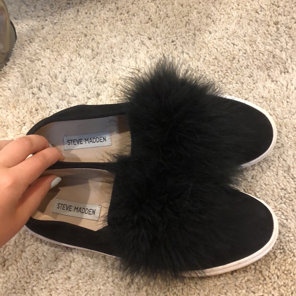 Steve Madden faux fur slip on sneaker